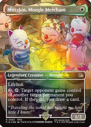 Stiltzkin, Moogle Merchant (Borderless) (Chocobo Track Foil) [FIN 565]  Foil