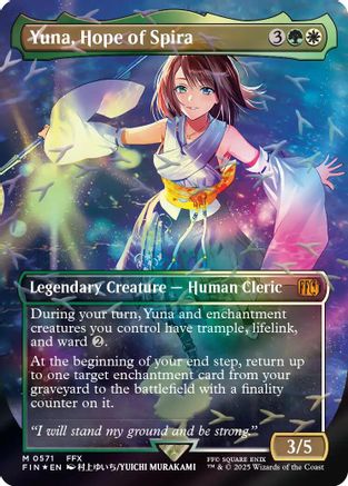 Yuna, Hope of Spira (Borderless) (Chocobo Track Foil) [FIN 571]  Foil