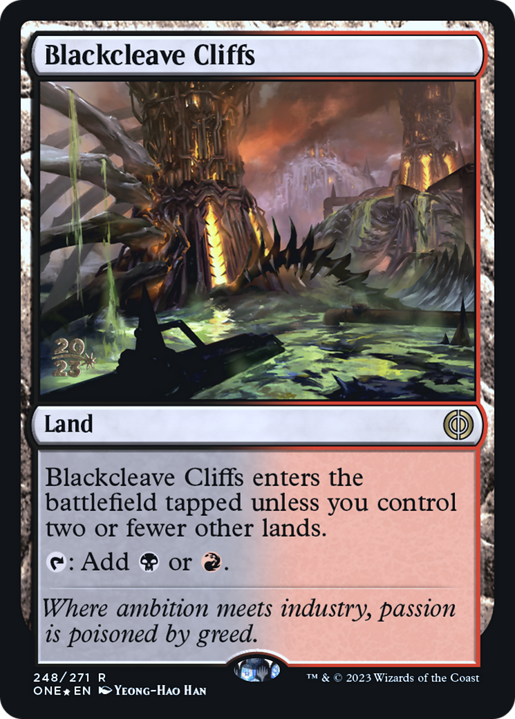 {R} Blackcleave Cliffs [Phyrexia: All Will Be One Prerelease Promos][PR ONE 248]
