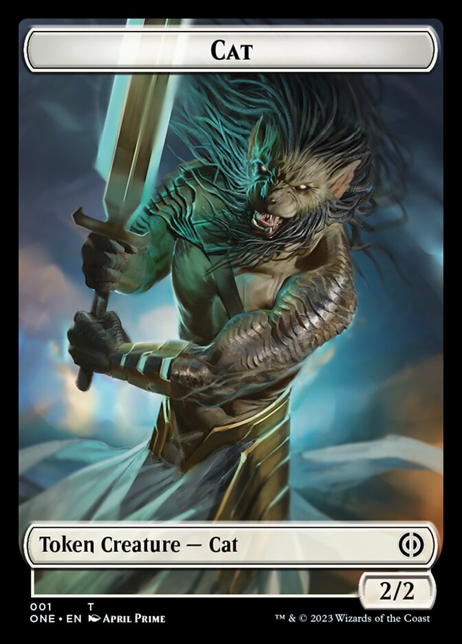 {T} Rebel // Cat Double-Sided Token [Phyrexia: All Will Be One Tokens][TONE 5//1]
