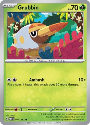 [PKM] Grubbin 017  - Reverse Holofoil ME Ascended Heroes - Common