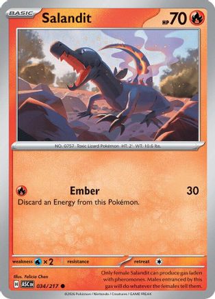[PKM] Salandit 034  - Reverse Holofoil ME Ascended Heroes - Common