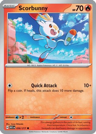 [PKM] Scorbunny 036/217  - Reverse Holofoil ME Ascended Heroes - Common