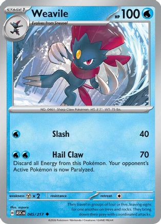 [PKM] Weavile 045/217  - Reverse Holofoil ME Ascended Heroes - Uncommon