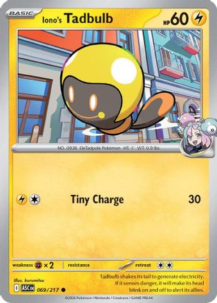 [PKM] Iono's Tadbulb 069  - Reverse Holofoil ME Ascended Heroes - Common