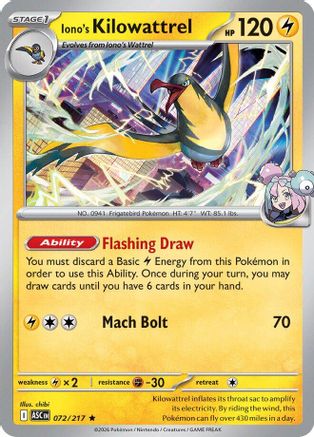 [PKM] Iono's Kilowattrel 072  - Holofoil ME Ascended Heroes - Rare