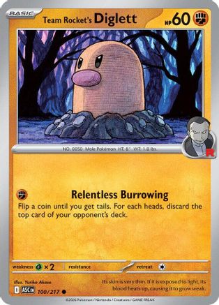 [PKM] Team Rocket's Diglett 100  - Reverse Holofoil ME Ascended Heroes - Common
