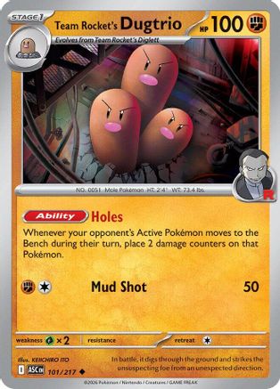 [PKM] Team Rocket's Dugtrio 101/217  - Reverse Holofoil ME Ascended Heroes - Uncommon