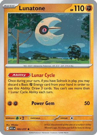 [PKM] Lunatone 105  - Reverse Holofoil ME Ascended Heroes - Rare
