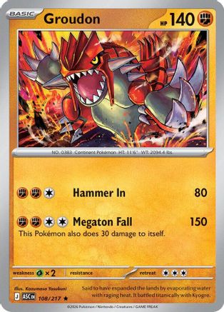 [PKM] Groudon 108  - Holofoil ME Ascended Heroes - Rare