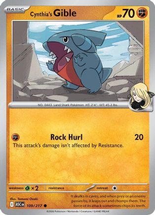 [PKM] Cynthia's Gible 109  ME Ascended Heroes - Common