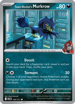 [PKM] Team Rocket's Murkrow 126  - Reverse Holofoil ME Ascended Heroes - Common