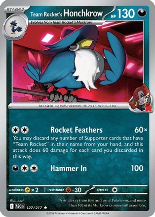 [PKM] Team Rocket's Honchkrow 127  - Reverse Holofoil ME Ascended Heroes - Rare