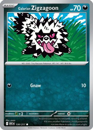 [PKM] Galarian Zigzagoon 130  - Reverse Holofoil ME Ascended Heroes - Common