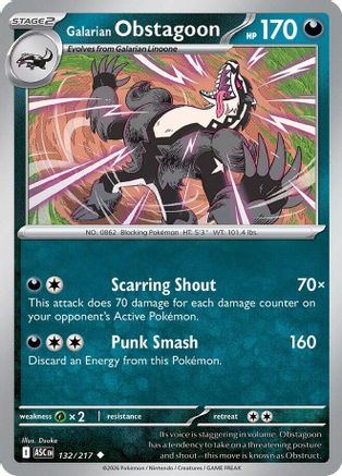 [PKM] Galarian Obstagoon 132/217  - Reverse Holofoil ME Ascended Heroes - Uncommon