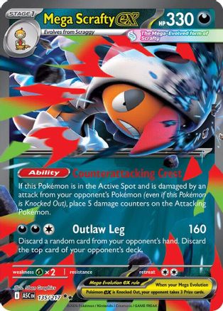 [PKM] Mega Scrafty ex 135/217  - Holofoil ME Ascended Heroes - Double Rare