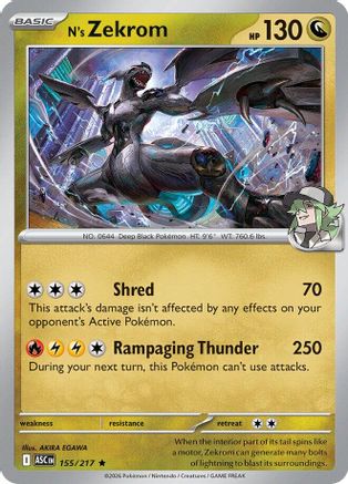 [PKM] N's Zekrom 155  - Holofoil ME Ascended Heroes - Rare