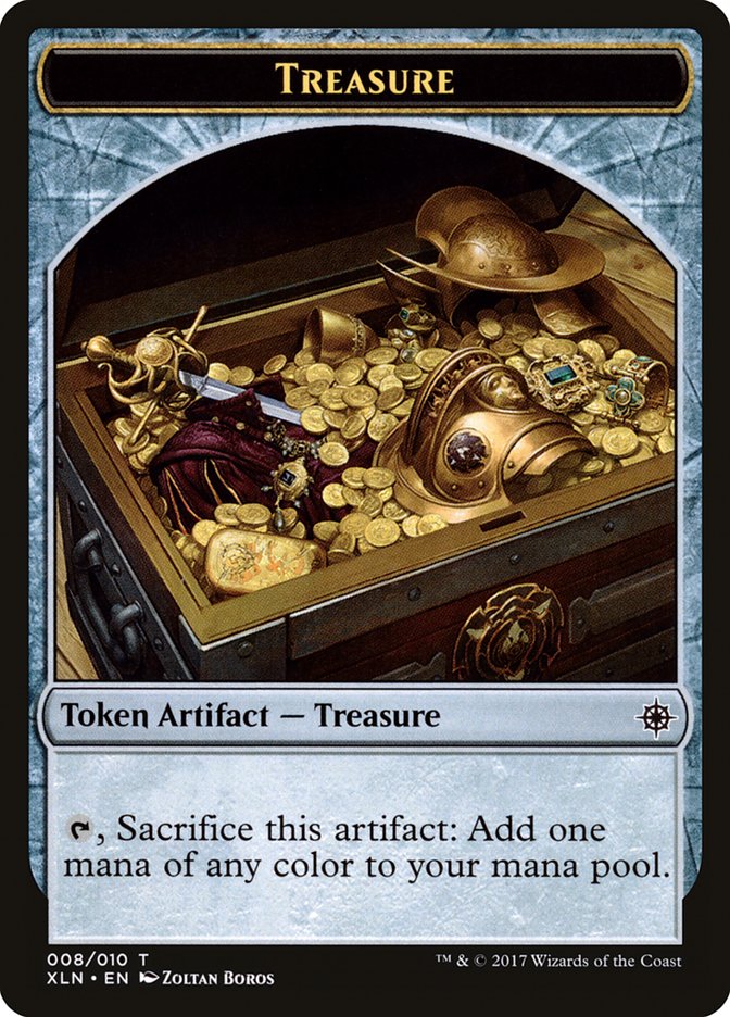 {T} Dinosaur // Treasure (008) Double-sided Token [Ixalan Tokens][TXLN 005]