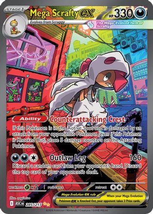 [PKM] Mega Scrafty ex 285/217  - Holofoil ME Ascended Heroes - Special Illustration Rare