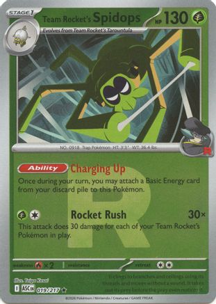 [PKM] Team Rocket's Spidops (Team Rocket) 019  - Reverse Holofoil ME Ascended Heroes - Rare