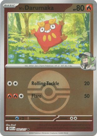 [PKM] N's Darumaka (Poke Ball) 032  - Reverse Holofoil ME Ascended Heroes - Common