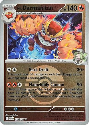 [PKM] N's Darmanitan (Poke Ball) 033  - Reverse Holofoil ME Ascended Heroes - Uncommon