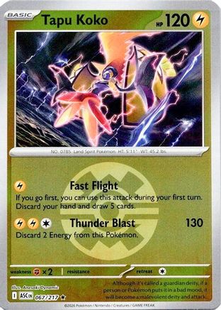 [PKM] Tapu Koko (Quick Ball) 067  - Reverse Holofoil ME Ascended Heroes - Rare