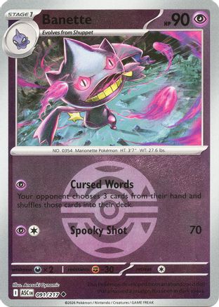 [PKM] Banette - 091/217 (Dusk Ball) [ME: Ascended Heroes] Reverse Holofoil