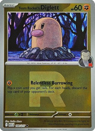 [PKM] Team Rocket's Diglett (Team Rocket) 100  - Reverse Holofoil ME Ascended Heroes - Common