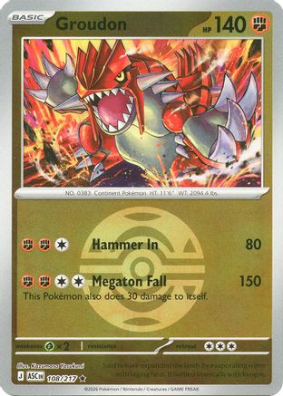 [PKM] Groudon (Dusk Ball) 108  - Reverse Holofoil ME Ascended Heroes - Rare