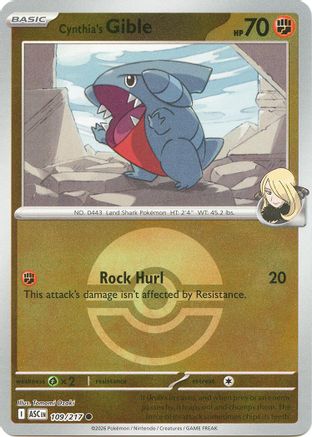 [PKM] Cynthia's Gible (Poke Ball) 109  - Reverse Holofoil ME Ascended Heroes - Common