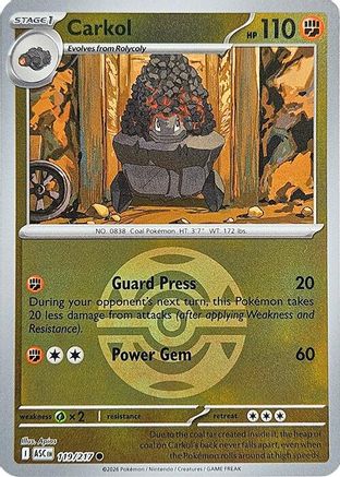 [PKM] Carkol (Dusk Ball) 119  - Reverse Holofoil ME Ascended Heroes - Common