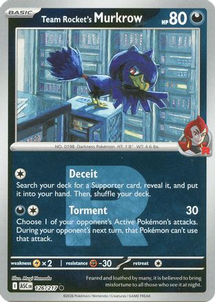 [PKM] Team Rocket's Murkrow (Team Rocket) 126  - Reverse Holofoil ME Ascended Heroes - Common