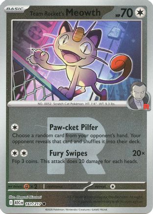 [PKM] Team Rocket's Meowth (Team Rocket) 161  - Reverse Holofoil ME Ascended Heroes - Common