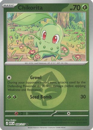 [PKM] Chikorita (Energy Symbol Pattern) 008  - Reverse Holofoil ME Ascended Heroes - Common