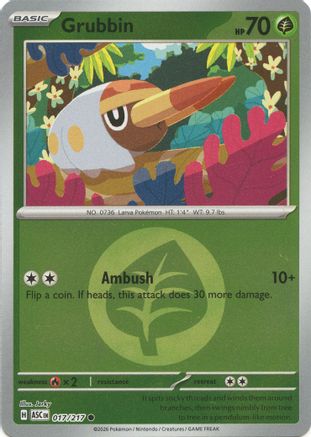 [PKM] Grubbin (Energy Symbol Pattern) 017  - Reverse Holofoil ME Ascended Heroes - Common