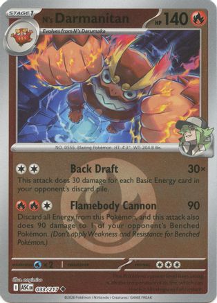 [PKM] N's Darmanitan (Energy Symbol Pattern) 033  - Reverse Holofoil ME Ascended Heroes - Uncommon