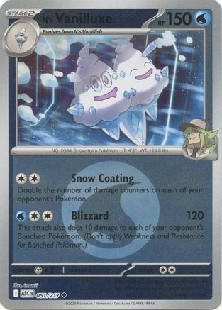 [PKM] N's Vanilluxe (Energy Symbol Pattern) 051  - Reverse Holofoil ME Ascended Heroes - Uncommon