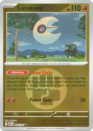 [PKM] Lunatone (Energy Symbol Pattern) 105  - Reverse Holofoil ME Ascended Heroes - Rare