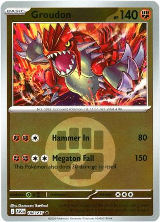 [PKM] Groudon (Energy Symbol Pattern) 108  - Reverse Holofoil ME Ascended Heroes - Rare