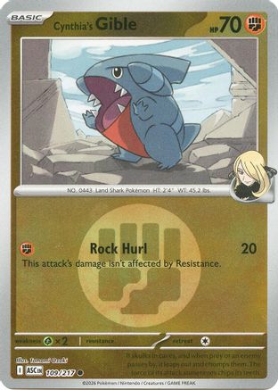 [PKM] Cynthia's Gible (Energy Symbol Pattern) 109  - Reverse Holofoil ME Ascended Heroes - Common