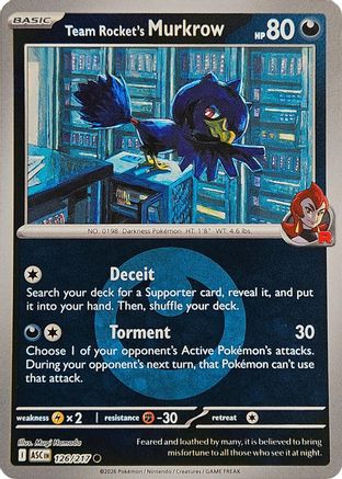[PKM] Team Rocket's Murkrow (Energy Symbol Pattern) 126  - Reverse Holofoil ME Ascended Heroes - Common