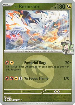 [PKM] N's Reshiram (Energy Symbol Pattern) 154  - Reverse Holofoil ME Ascended Heroes - Rare