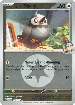 [PKM] Larry's Starly (Energy Symbol Pattern) 168  - Reverse Holofoil ME Ascended Heroes - Common