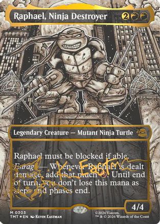 Raphael, Ninja Destroyer (Borderless) (Gold-Stamped Signature) [TMT 303]  Foil