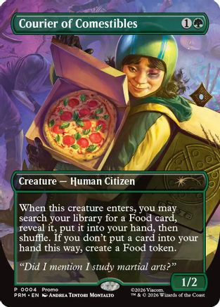 {R} Courier of Comestibles (Borderless) (Promo) (Foil) [Unique and Miscellaneous Promos] [UMP 004]