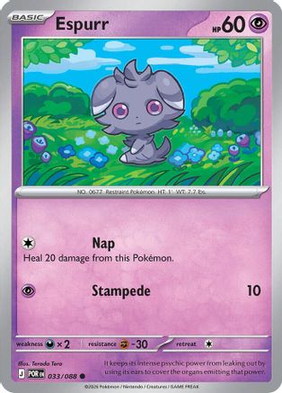 [PKM] Espurr 033/088  - Reverse Holofoil ME03 Perfect Order - Common