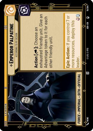 [SWU] Emperor Palpatine - According to My Design (15/264) - Ashes of the Empire