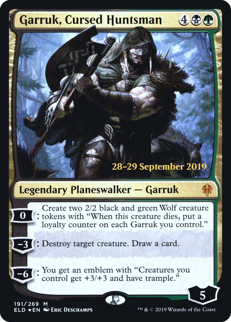 {R} Garruk, Cursed Huntsman [Throne of Eldraine Prerelease Promos][PR ELD 191]