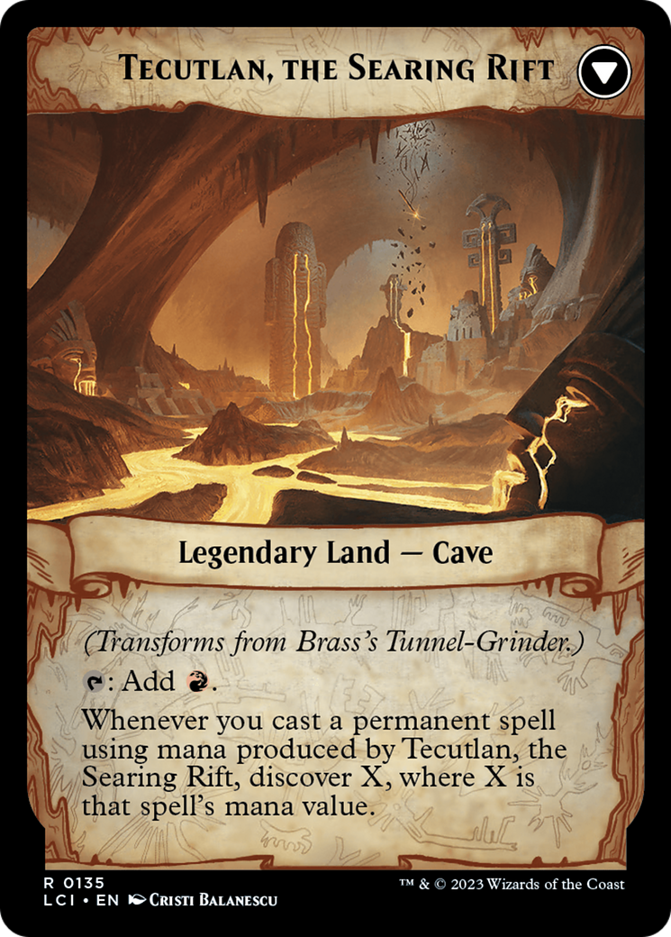 {@R} Brass's Tunnel-Grinder // Tecutlan, the Searing Rift [The Lost Caverns of Ixalan Prerelease Cards][PR LCI 135]